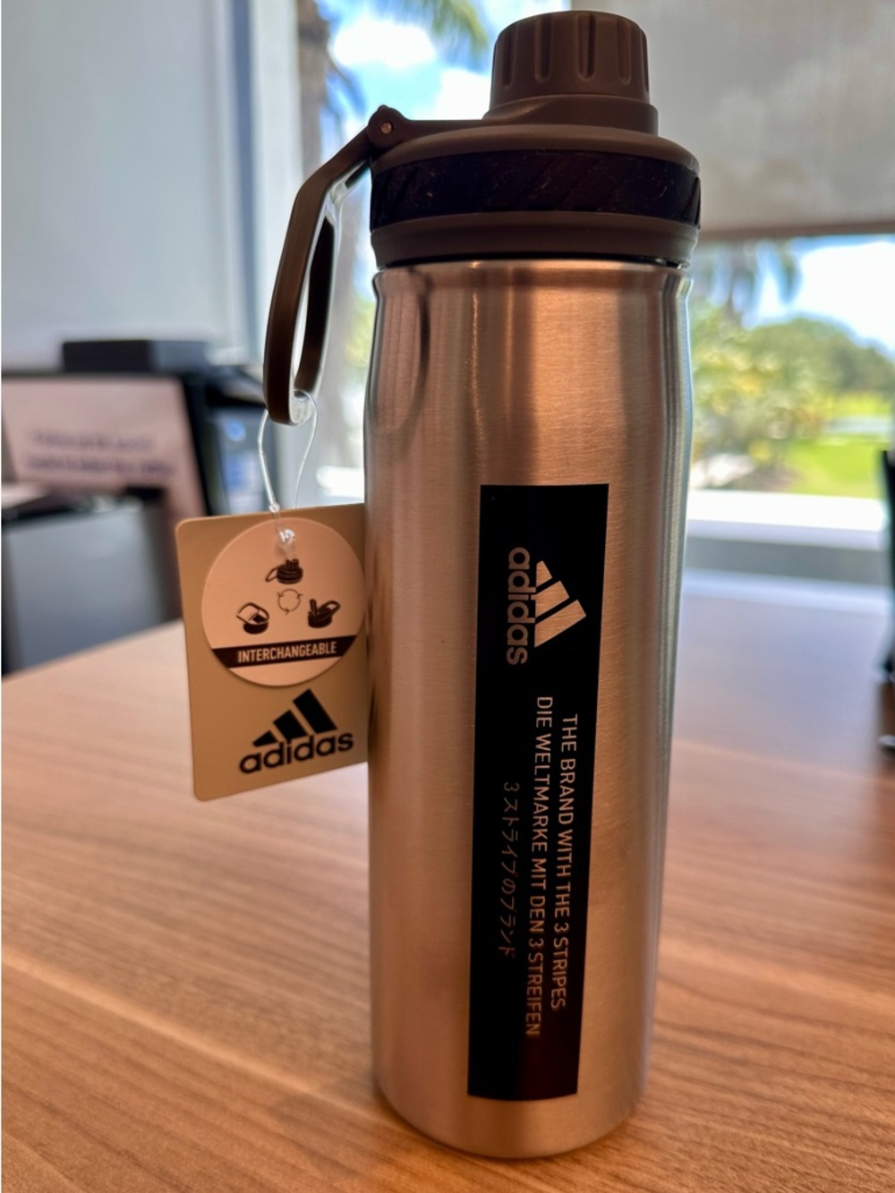 Adidas Stainless Steel Water Bottle - Silver with Black Trim